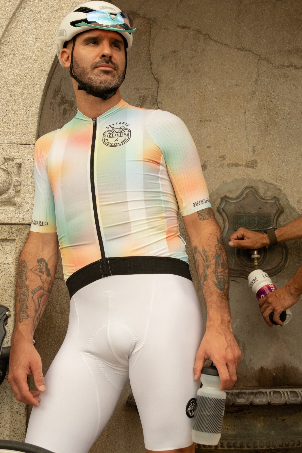 3D suspenders Aero road bibs - White