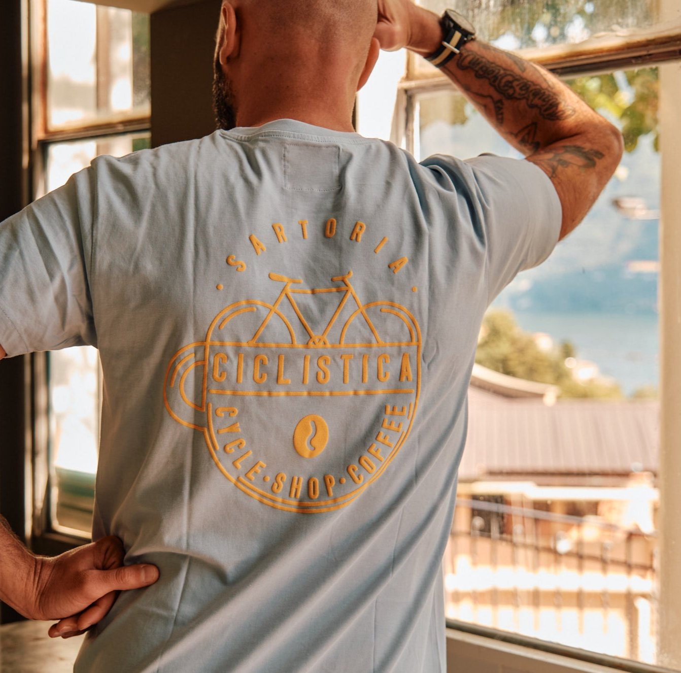 Organic Cotton Tshirt - Coppi Blue Sartoria Ciclistica - Unisex