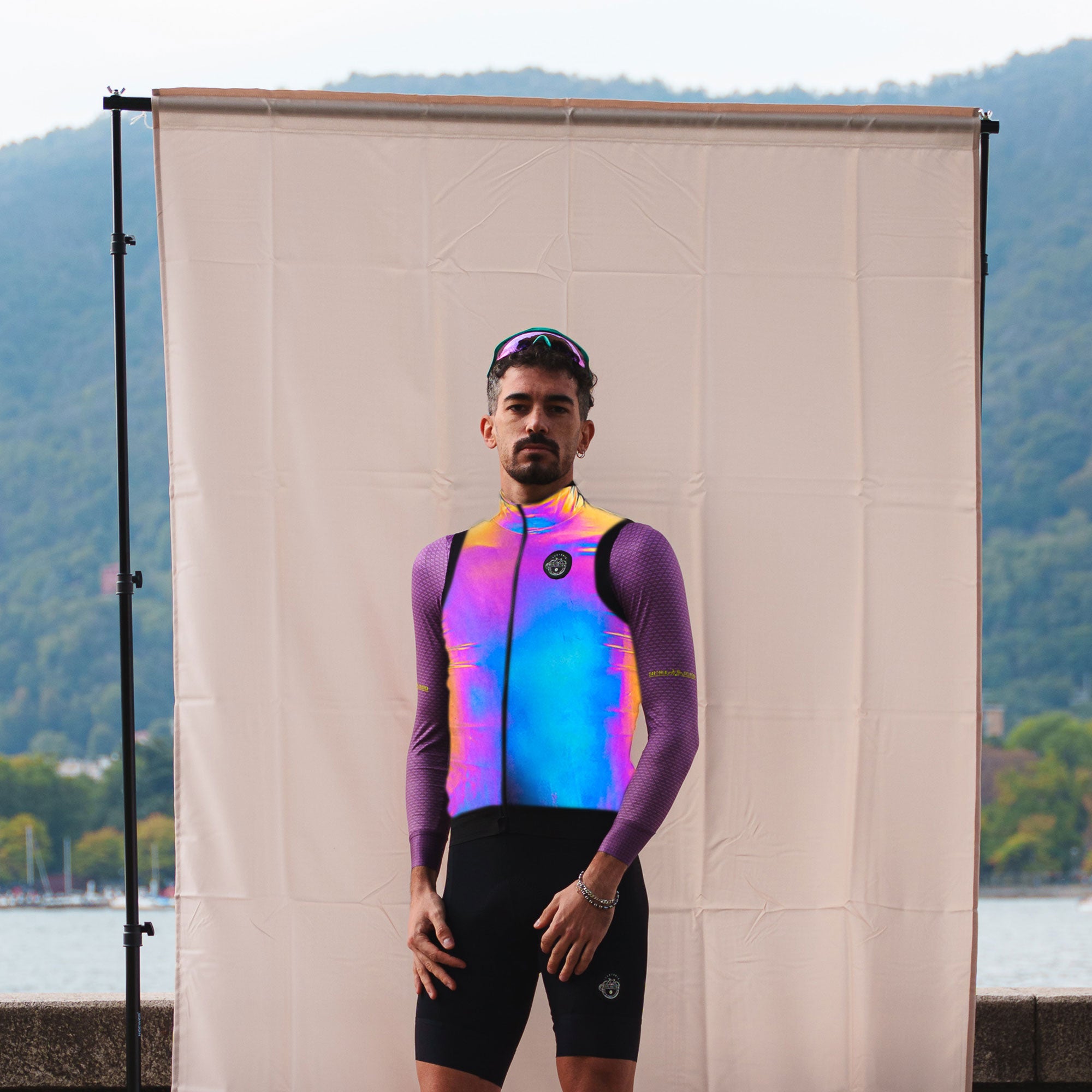 Fully reflective wind and water proof vest - Flashy Rainbow