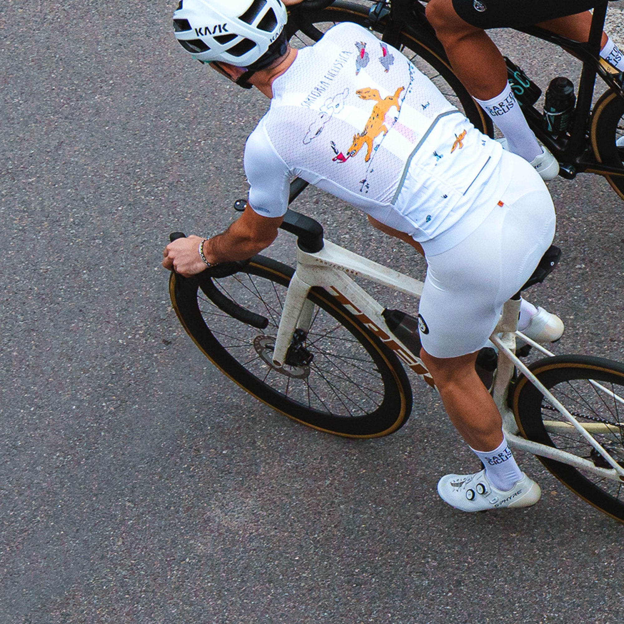3D suspenders Aero road bibs - White