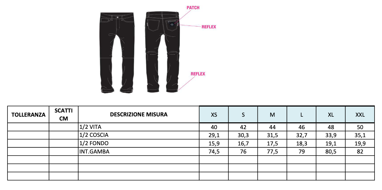Commuting trousers with reflective details