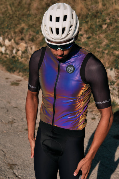 Fully reflective wind and water proof vest - Flashy Rainbow