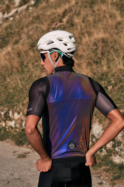 Fully reflective wind and water proof vest - Flashy Rainbow