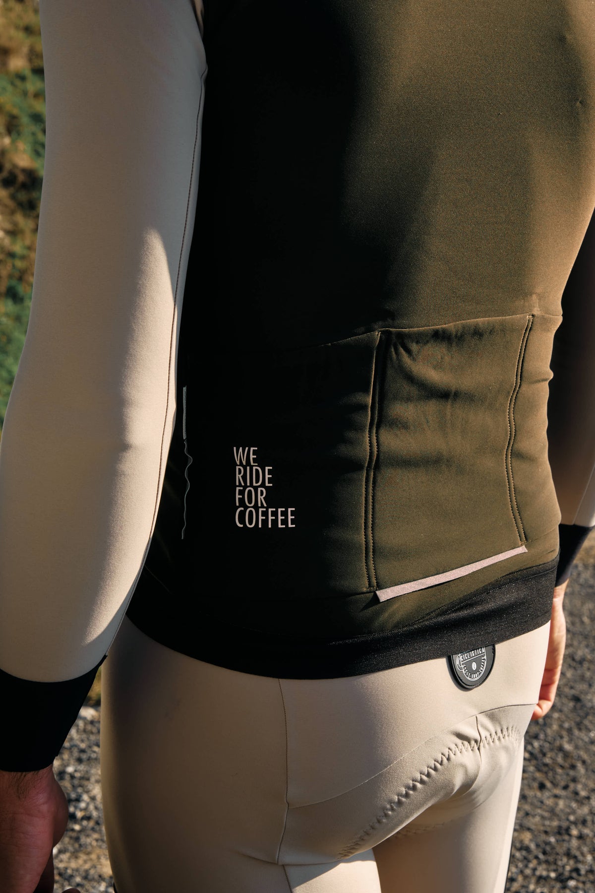 Long Sleeve Heavy Winter Aero Jersey - Dark Green and Dove Grey