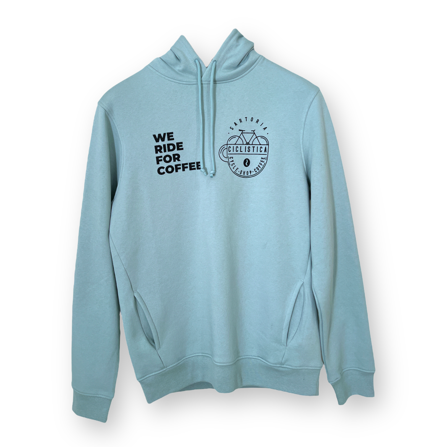 Coppi blue hoodie "We ride for coffee"
