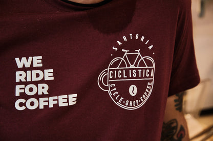 Organic Cotton Tshirt - Burgundy & Cream Sartoria Ciclistica - Unisex